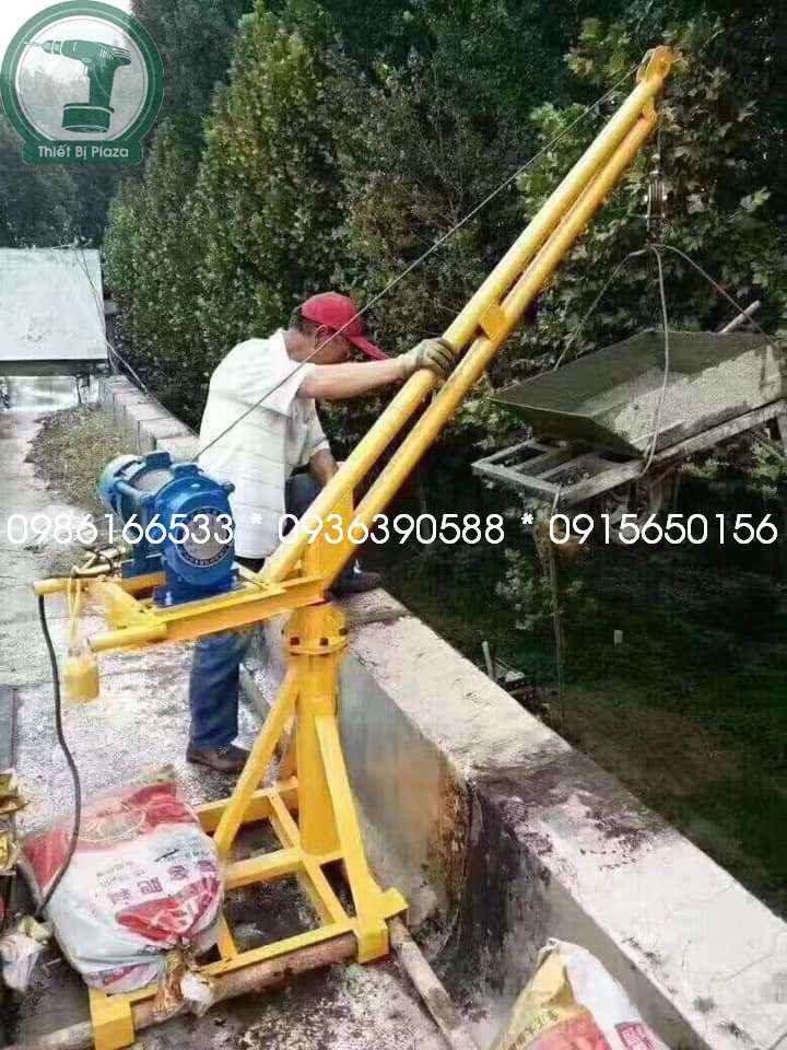 cẩu xoay 360 độ tời kéo vật liệu xây dựng 500kg giá rẻ