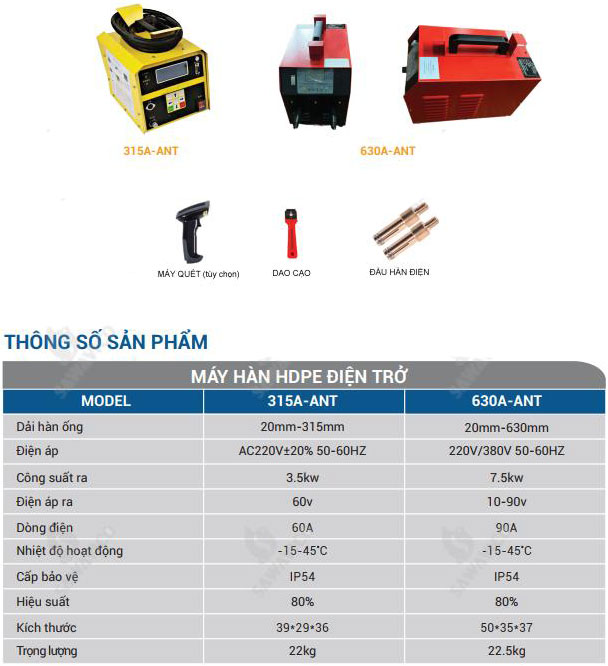dia chi ban may han dien tro HDPE tai Hanoi Saigon