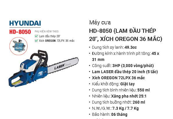 máy cưa xích Hyundai 8050