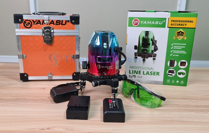 may ban cos bat muc can bang laser 5 tia xanh