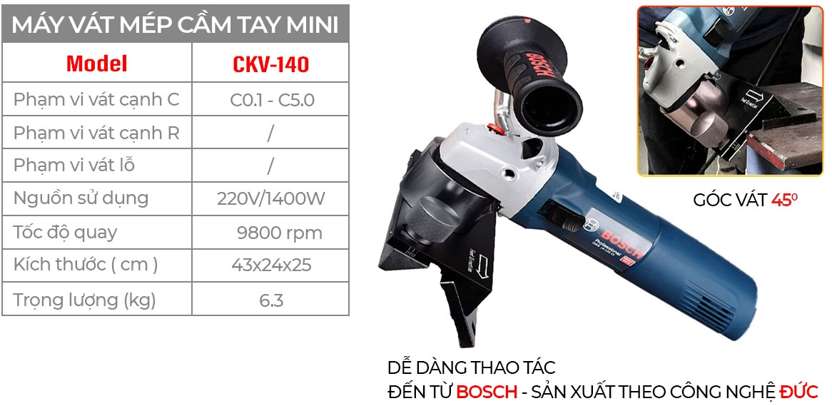 Địa chỉ bán máy vát mép cầm tay Bosch CKV140