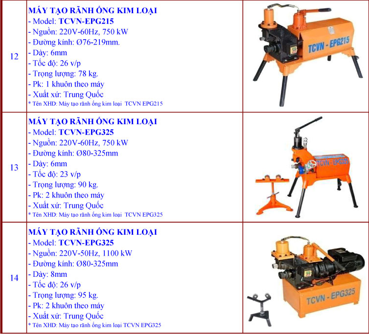 dia chi ban may tao ranh ong TCVN EPG215 EPG325 tai Hanoi saigon